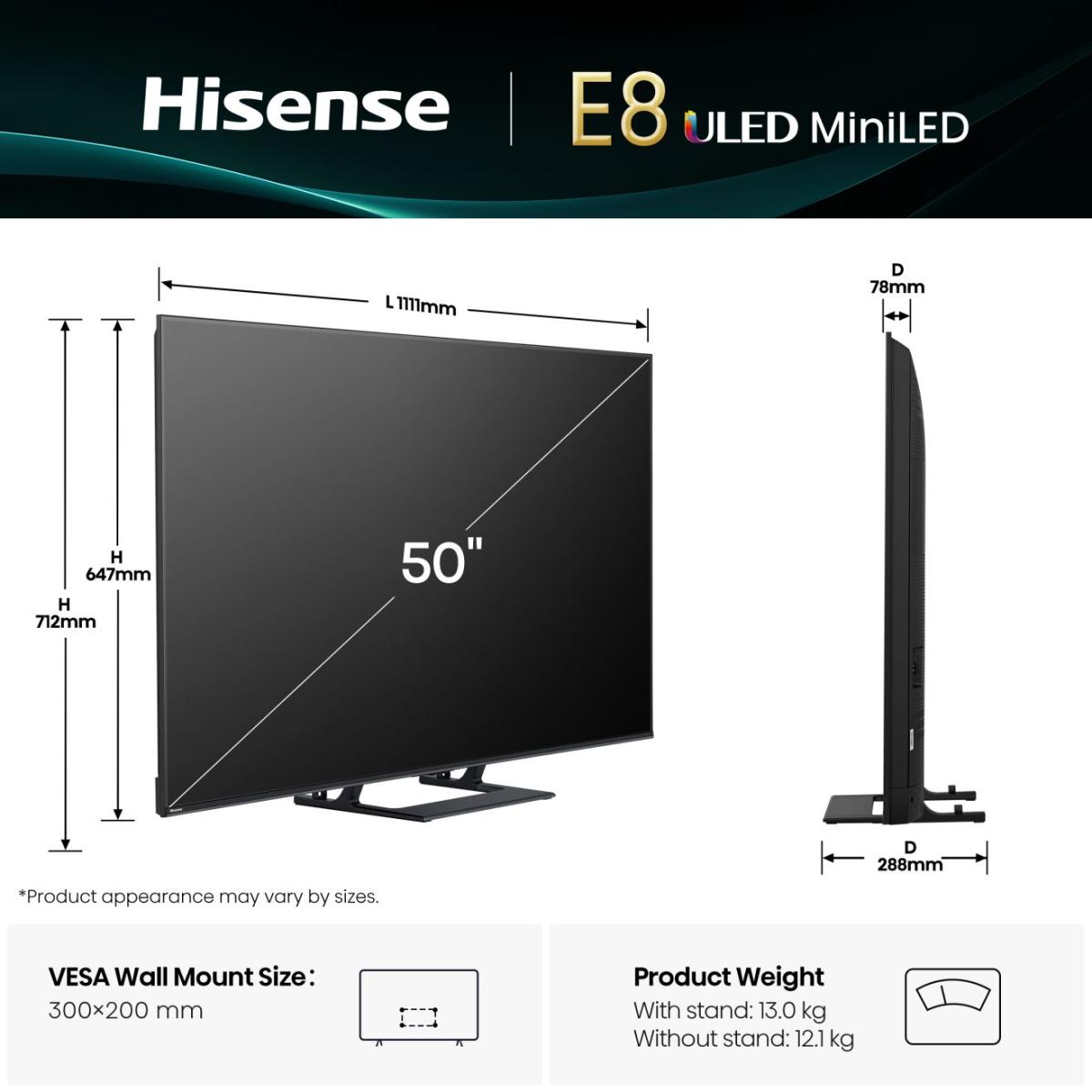 HISENSE Televizor 50E8Q 50" Mini LED VIDAA - slika 2